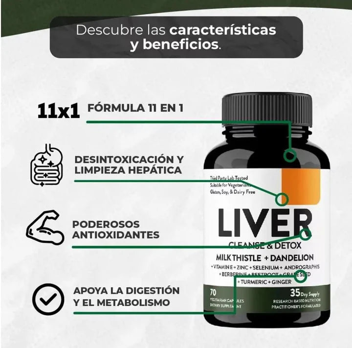 Liver Cleanse & Detox Suplemento de Apoyo para la Salud Hepática