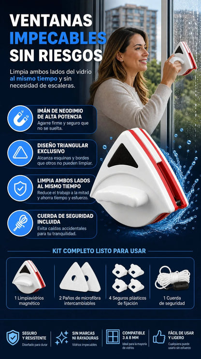 Limpiador Magnético para Vidrios y Ventanas | Limpia Ambos Lados a la Vez