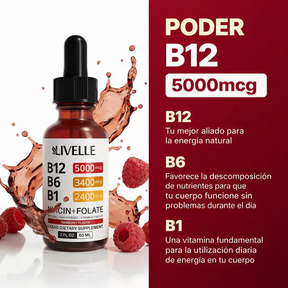 SUPLEMENTO LÍQUIDO DE VITAMINA B12 CON FRAMBUESA OFERTA 2X1