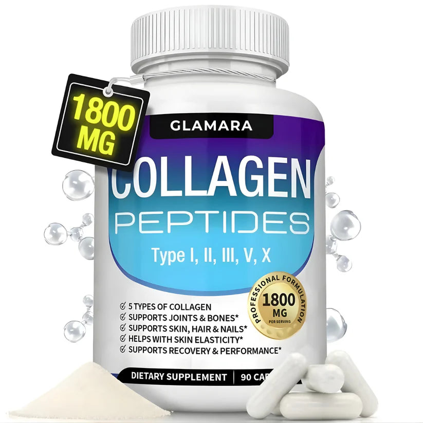 Colágeno Hidrolizado 1800mg – Piel Firme, Menos Arrugas y Cabello Fuerte