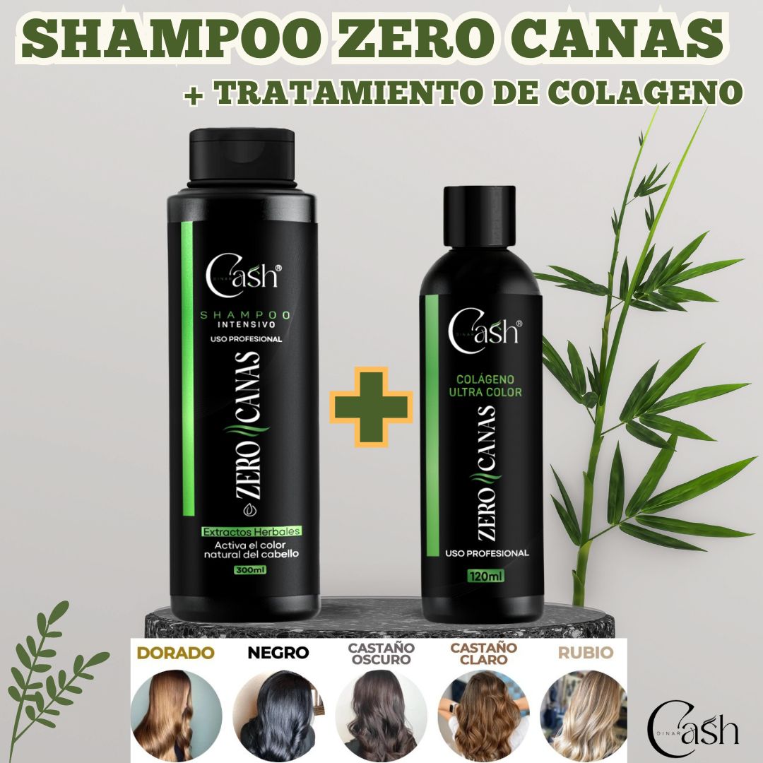 NUEVO SHAMPOO ZERO CANAS + GRATIS TRATAMIENTO DE COLAGENO 30%OFF