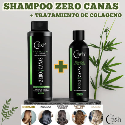 NUEVO SHAMPOO ZERO CANAS + GRATIS TRATAMIENTO DE COLAGENO 30%OFF