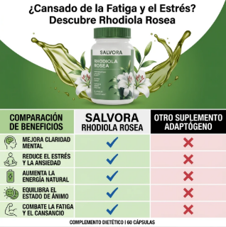 Fórmula Natural con Extractos de Rhodiola Rosea, Menta, Lirio, te verde y Schisandra- Sana tu cuerpo al 100%
