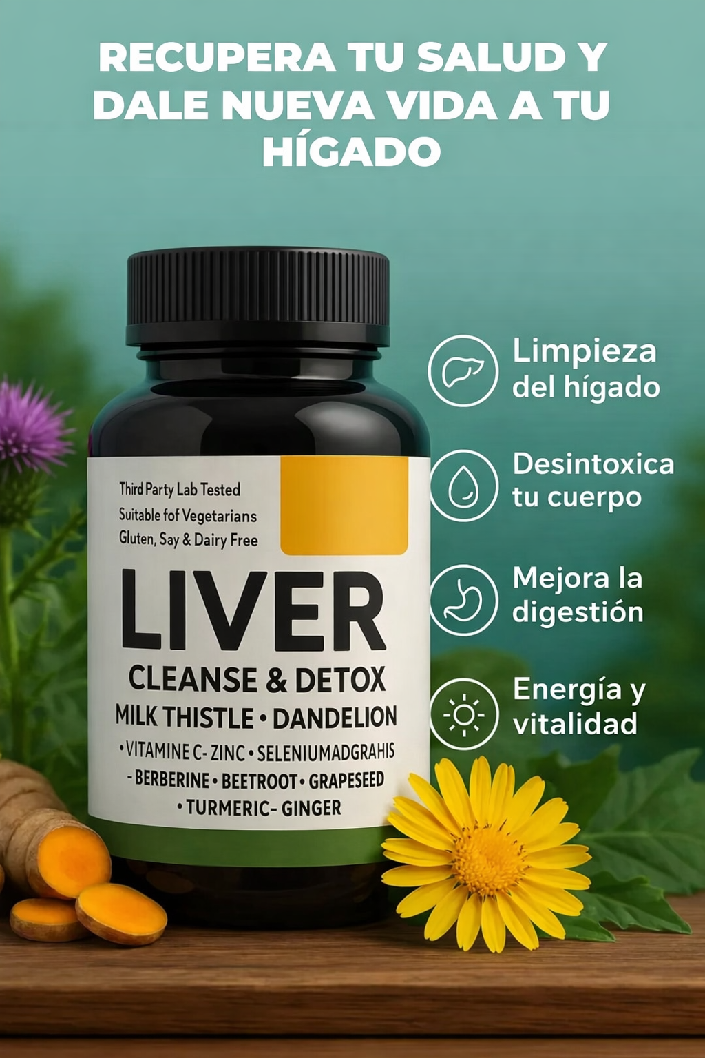 Liver Cleanse & Detox Suplemento de Apoyo para la Salud Hepática
