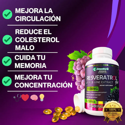 🌿 ¡ADIÓS ARRUGAS! Llévate 3 Resveratrol 1600mg al Precio de 2