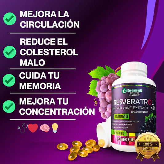 🌿 ¡ADIÓS ARRUGAS! Llévate 3 Resveratrol 1600mg al Precio de 2