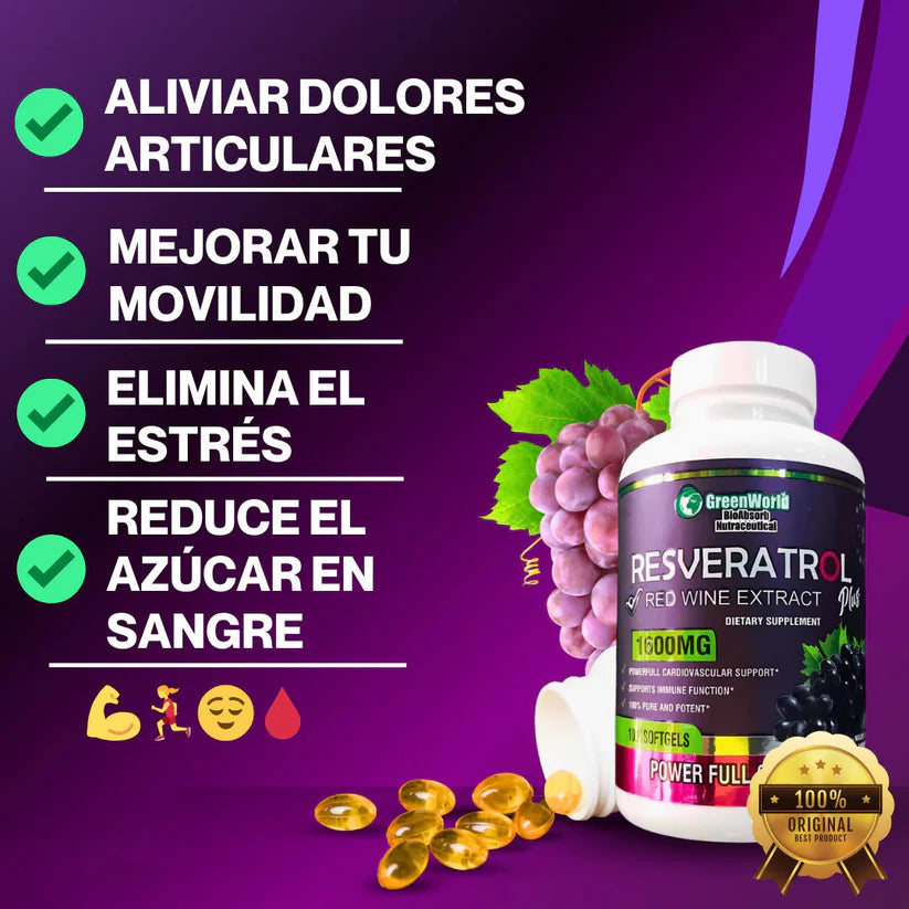 🌿 ¡ADIÓS ARRUGAS! Llévate 3 Resveratrol 1600mg al Precio de 2
