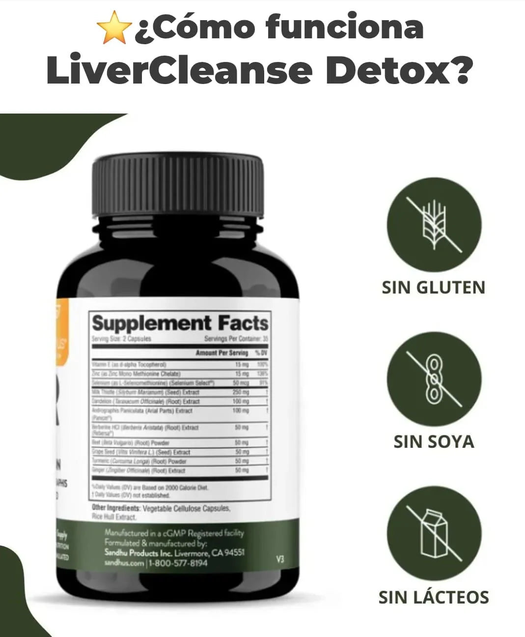 Liver Cleanse & Detox Suplemento de Apoyo para la Salud Hepática