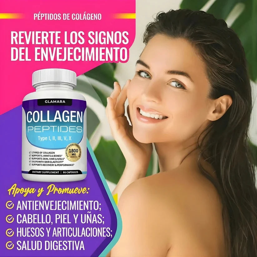 Colágeno Hidrolizado 1800mg – Piel Firme, Menos Arrugas y Cabello Fuerte