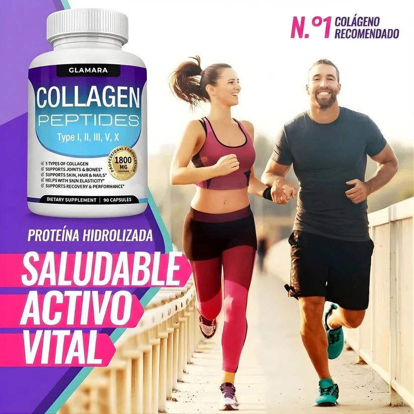 Colágeno Hidrolizado 1800mg – Piel Firme, Menos Arrugas y Cabello Fuerte