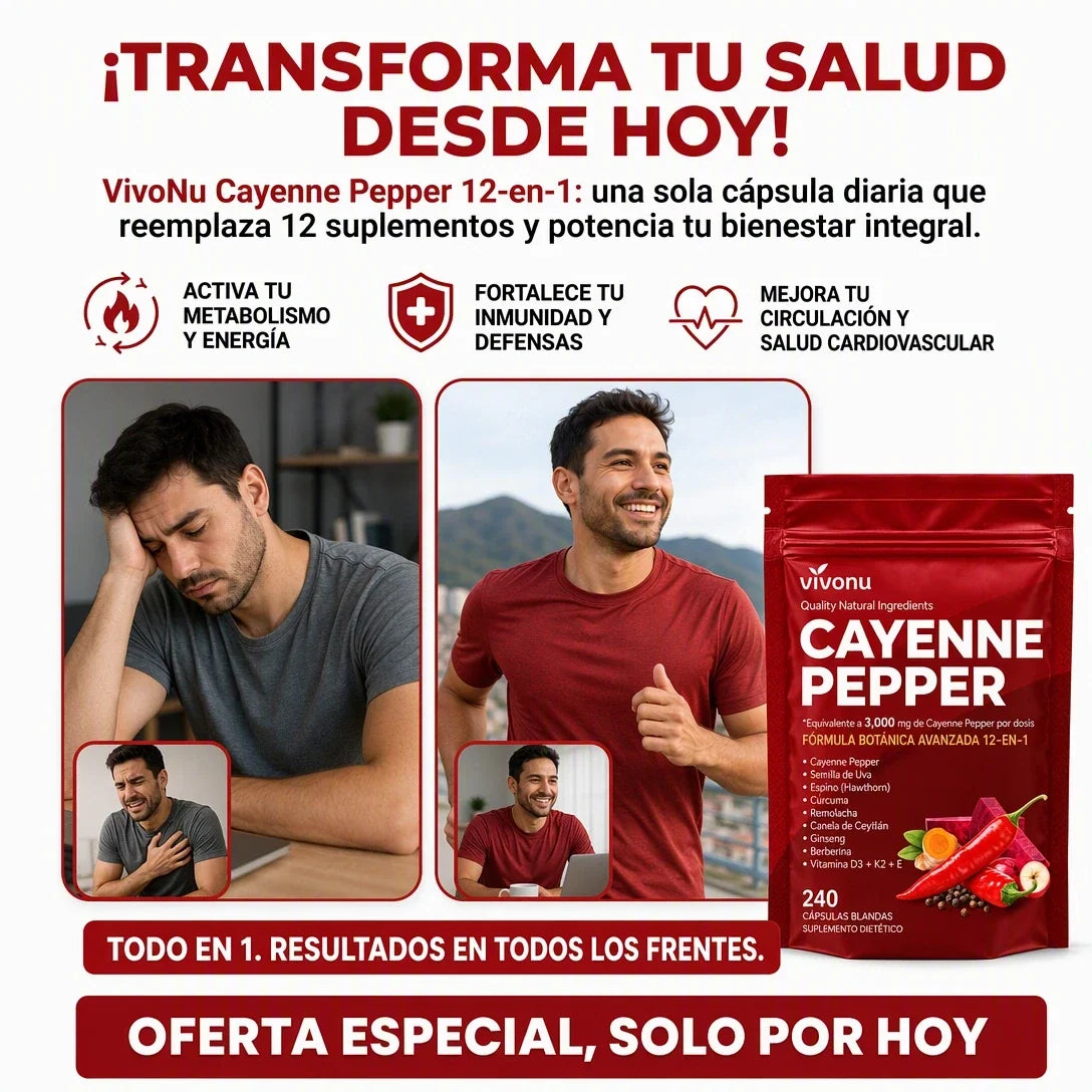 VIVONU Cayenne Pepper Softgels 🌶️ | Pimienta de Cayena con Capsaicinoides – Suplemento Natural para tu Bienestar Diario