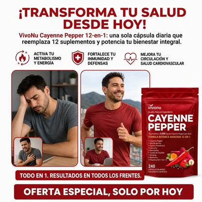 VIVONU Cayenne Pepper Softgels 🌶️ | Pimienta de Cayena con Capsaicinoides – Suplemento Natural para tu Bienestar Diario