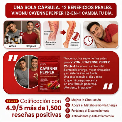 VIVONU Cayenne Pepper Softgels 🌶️ | Pimienta de Cayena con Capsaicinoides – Suplemento Natural para tu Bienestar Diario