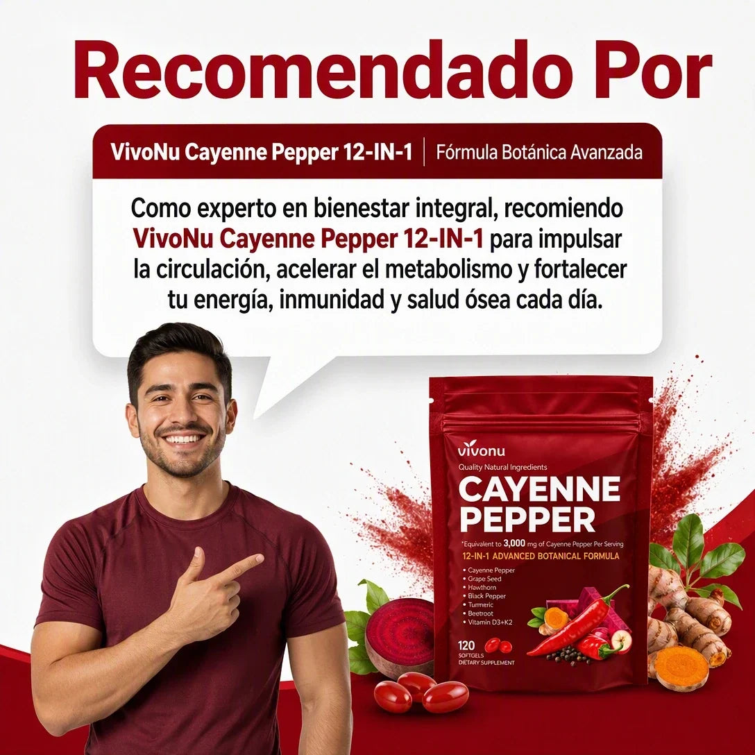 VIVONU Cayenne Pepper Softgels 🌶️ | Pimienta de Cayena con Capsaicinoides – Suplemento Natural para tu Bienestar Diario